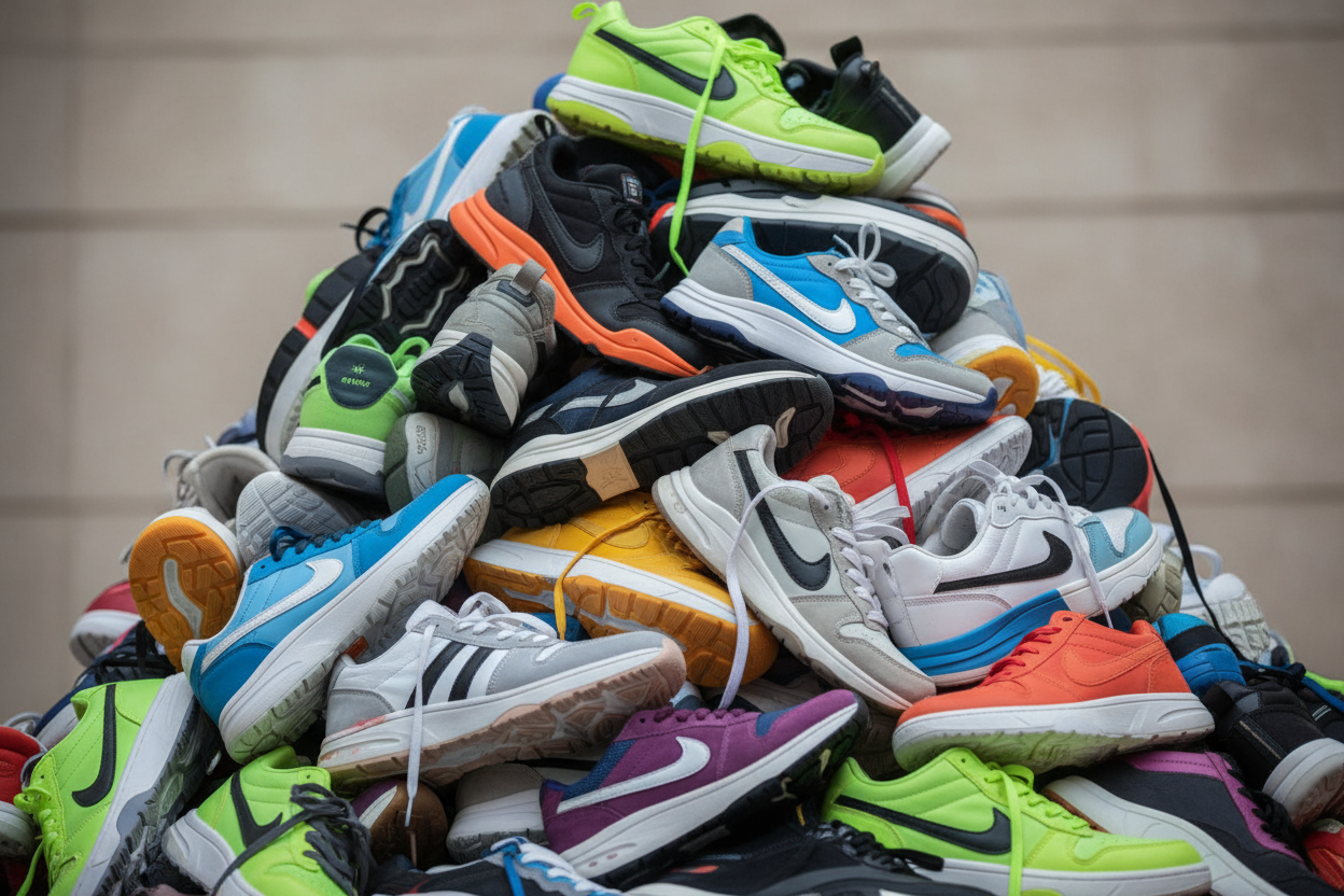a pile of sneakers